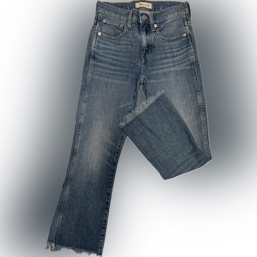 Madewell Blue Frayed Hem Jeans | Cali Demi Boot | Sz 23P